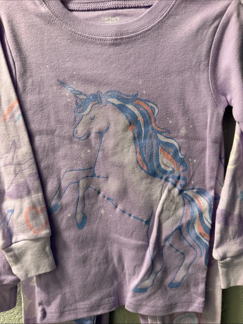 Carter's Lavender Unicorn & Rainbow Pajama Set